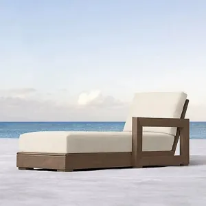 Portable Recliner Teak Wood Patio Lounge Outdoor Teak Wood Lounge Chair Balcony Pool Bed