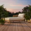 Premium Customization Single Teak Sun Lounger with Weatherproof Cushion and High-D Foam for Patio Garden Poolside Hotel Hall