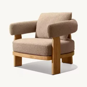 Quick-Dry Sponge Modern Courtyard Garden Outdoor Furniture Teak Wood Fabric Eco-Friendly Waterproof Rust-Proof Durable Sofa Set