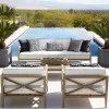 Quick-Dry Sponge Modern Teak Wood Fabric Eco-Friendly Waterproof Rust-Proof Durable Outdoor Sofa Set for Courtyard