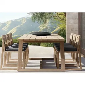 Restaurant Modern Teak Wood Armchair With Fabric Cushion Teak Wood Dining Chair Set