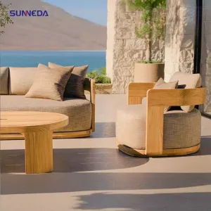 3 Seater Teak Wood Outdoor Sofa Durable Garden Furniture for Outdoor Living Spaces