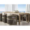 Stylish Chairs Square Teak Wood Rope Table and Chair Set Durable Waterproof Stackable Outdoor Dining Furniture