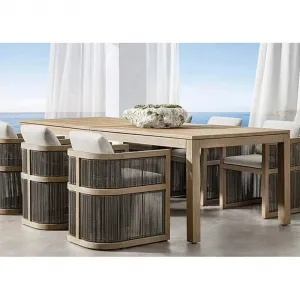 Stylish Chairs Square Teak Wood Rope Table and Chair Set Durable Waterproof Stackable Outdoor Dining Furniture
