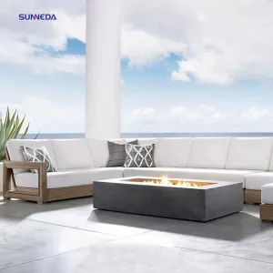 Stylish Outdoor 4-Seater Teak Sofa with Striped Design Premium a Grade Teak Weather Resistant for Patio Seating
