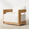 Sunneda Modern Outdoor Garden Teak Wood Fabric Sofa Set Waterproof Quick-Dry Cushions-Durable Rust Proof Eco-Friendly Patio