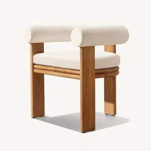 Sunneda Modern Teak Wood Stackable Outdoor Dining Table and Chairs with QUICK-DRY Waterproof Cushions