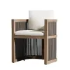 Teak Wood Fabric Eco-Friendly Waterproof Rust-Proof Durable Sofa Quick-Dry Modern Sponge Courtyard Garden Outdoor Furniture