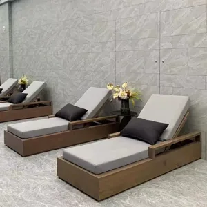 Traditional Teak Wood Outdoor Lounge Chair with Portable Recliner Design for Balcony and Patio Use