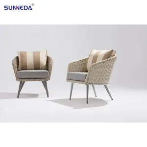 Traditional Woven Rattan Aluminum Frame Leisure Balcony Chairs for Outdoor Use Courtyard Swimming Pool