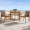 Villa Teak Outdoor Waterproof Rattan Patio Dining Garden Restaurant Wood Tables and Chairs Set Outdoor Tables