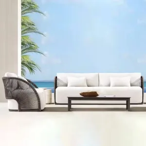 Waterproof Modern Outdoor Garden Furniture Woven Rope and Aluminum Sofa Set Durable Stacking Design