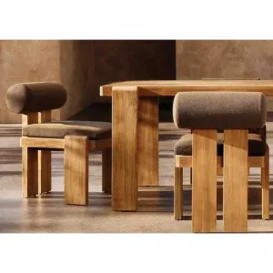 Waterproof Stackable Teak Wood Dining Table and Chairs Set Outdoor Furniture for Hotels Villas