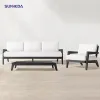 Weather Resistant Lounge Set for Backyard Modern Aluminum Outdoor Sofa with waterproof Cushions