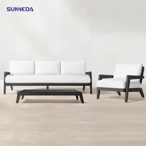 Weather Resistant Lounge Set for Backyard Modern Aluminum Outdoor Sofa with waterproof Cushions
