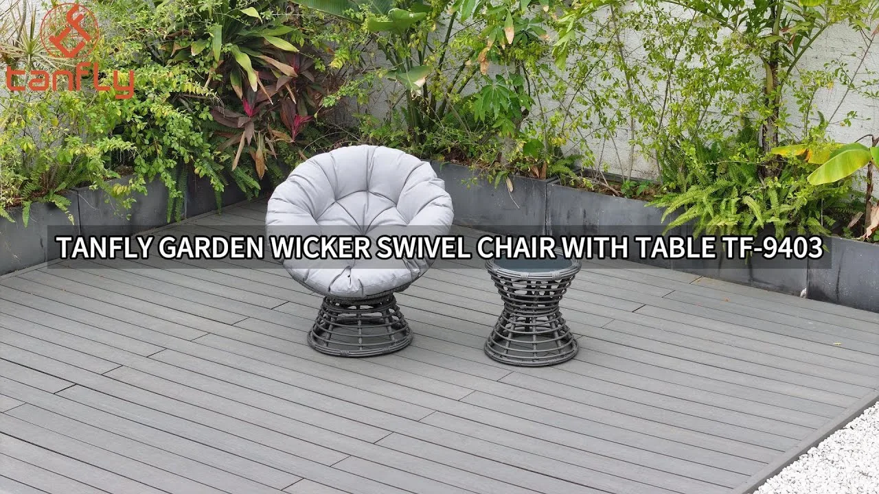 Tanfly Garden Wicker Swivel Chair with Table TF-9403
