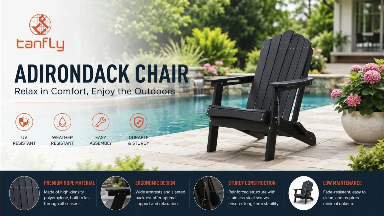 Beste opvouwbare Adirondack-stoel voor buiten, terras en strand | Test van de Tanfly HDPE-stoel TF-3505