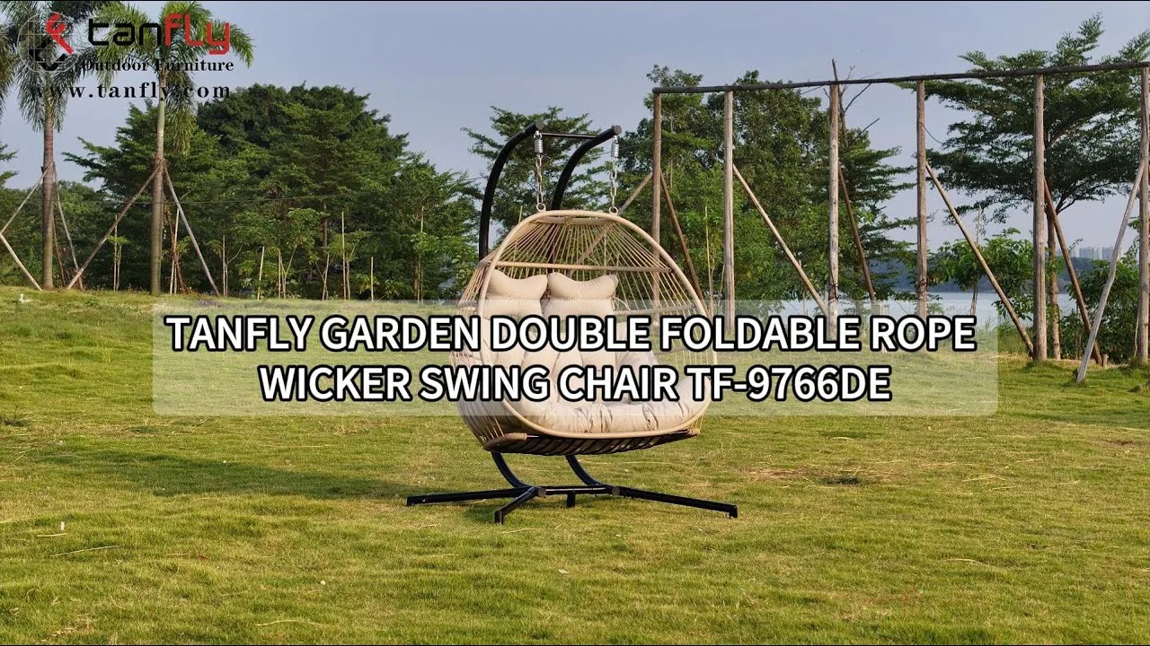 Tanfly Garden Double Foldable Rope Wicker Swing Chair TF-9766de
