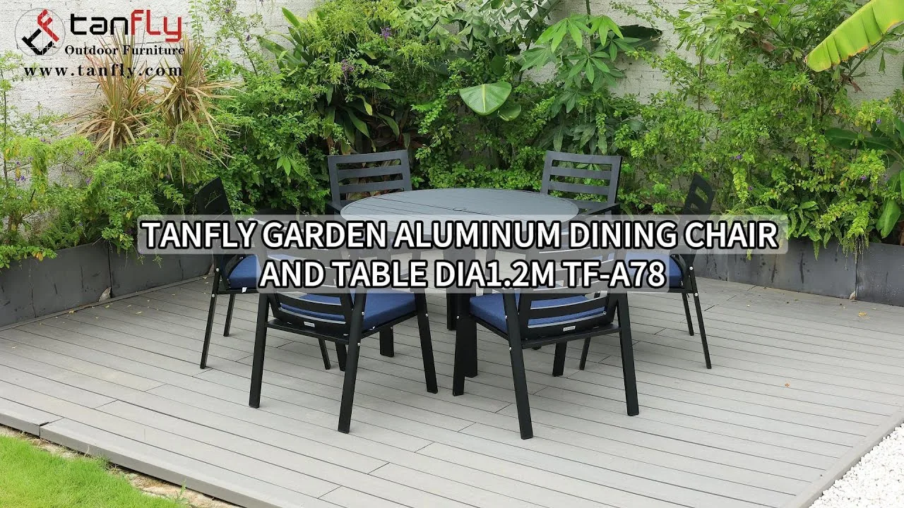 Tanfly Garden Aluminium Eetkamerstoel en Tafel Dia1 2m TF-A78