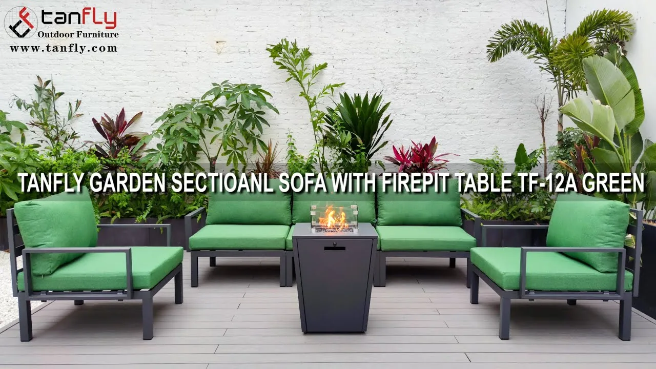 TANFLY GARDEN SECTIOANL BANK MET VUURPLAATS TAFEL TF-12A GROEN