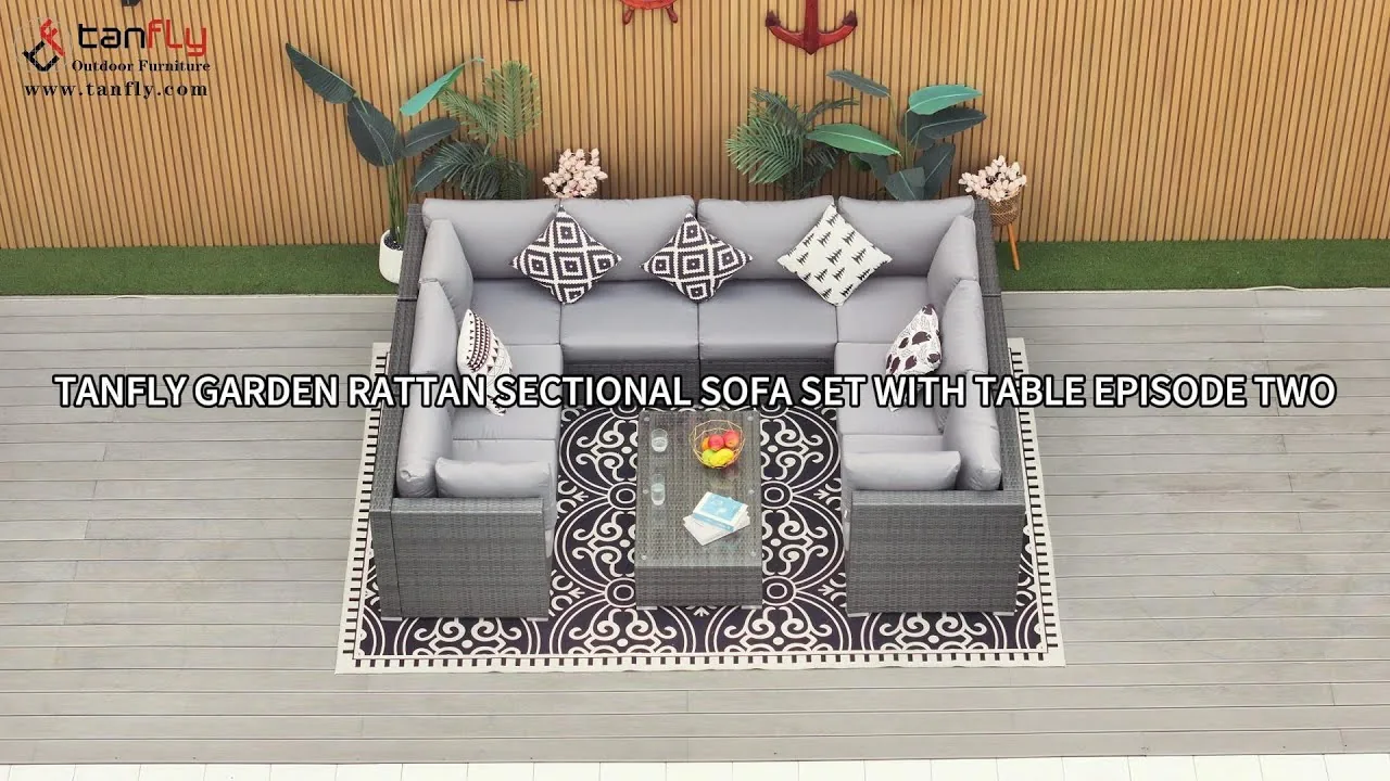 Tanfly tuinrotan sectionele bankstel met tafel, aflevering twee