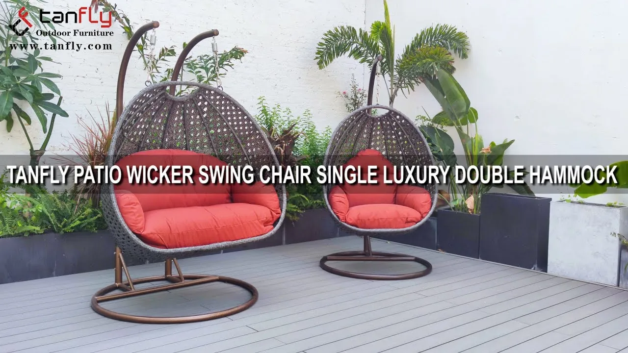 TANFLY PATIO RIETEN SCHommelSTOEL ENKEL LUXE DUBBELE HANGMAT