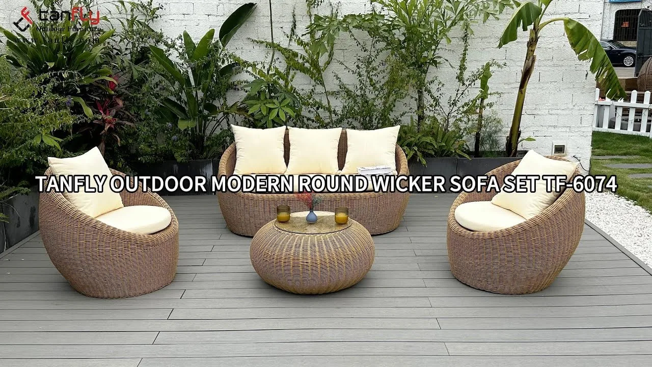 Tanfly moderne ronde rieten bankstel voor buiten TF-6074