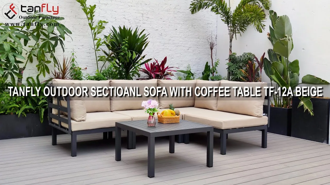 TANFLY OUTDOOR AANSLUITBANK MET SALONTAFEL TF-12A BEIGE