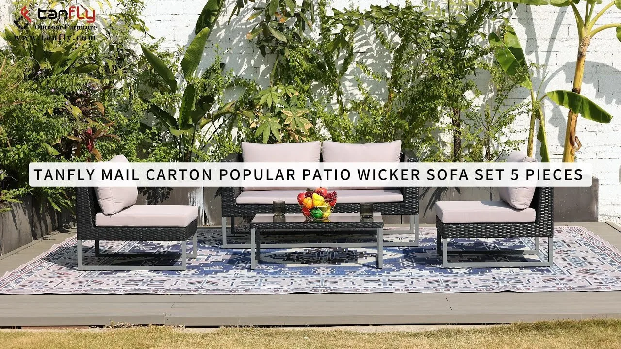 Tanfly postdoos populaire patio rieten bankstel 5-delig