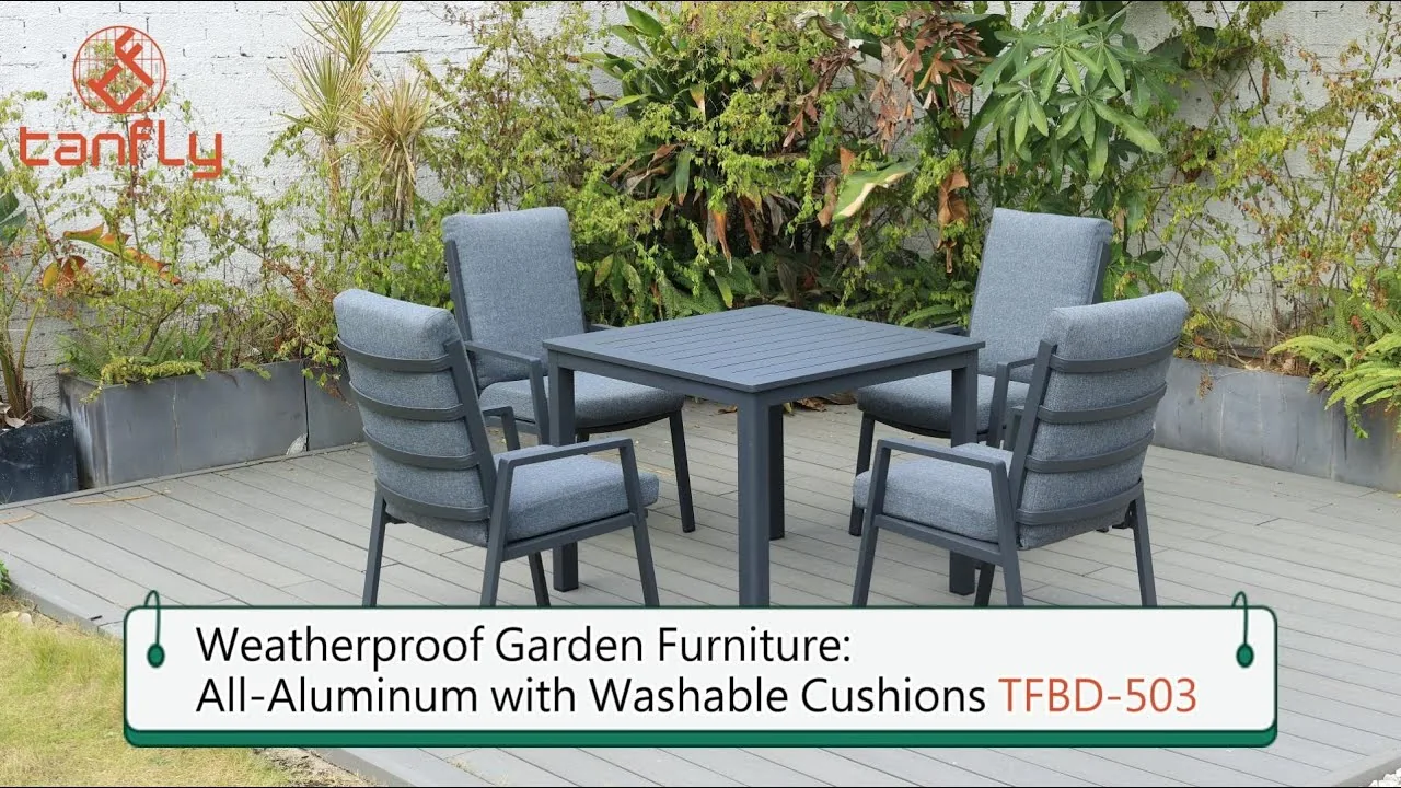 Weerbestendig tuinmeubilair: volledig van aluminium met wasbare kussens TFBD-503