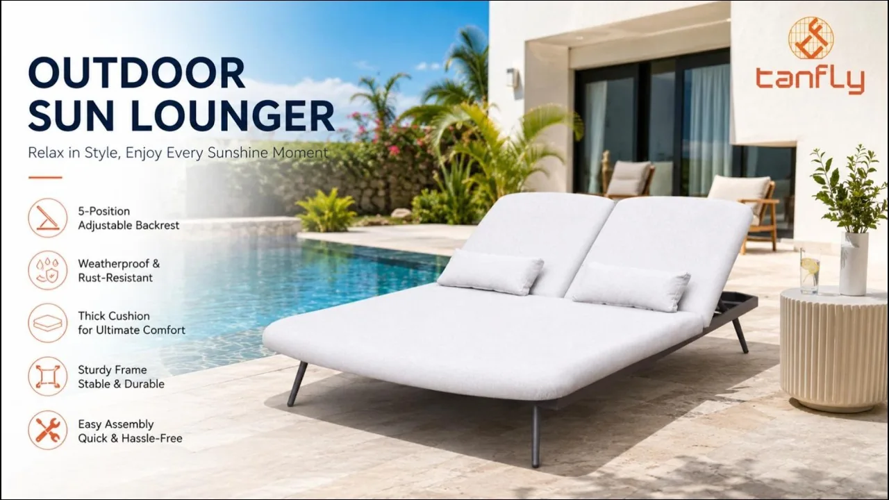 Crea un angolo da sogno a bordo piscina con questo lettino prendisole doppio TF-6416