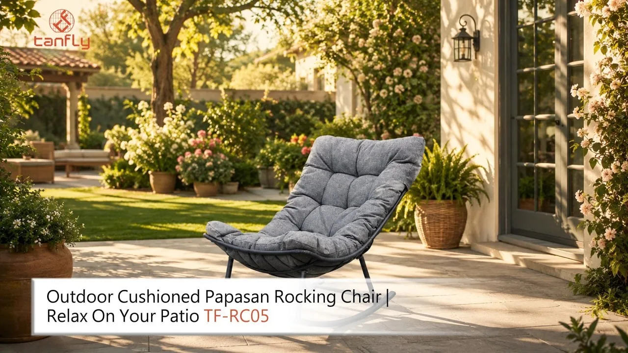 Poltrona a dondolo Papasan imbottita da esterno | Rilassati sul tuo patio TF-RC05