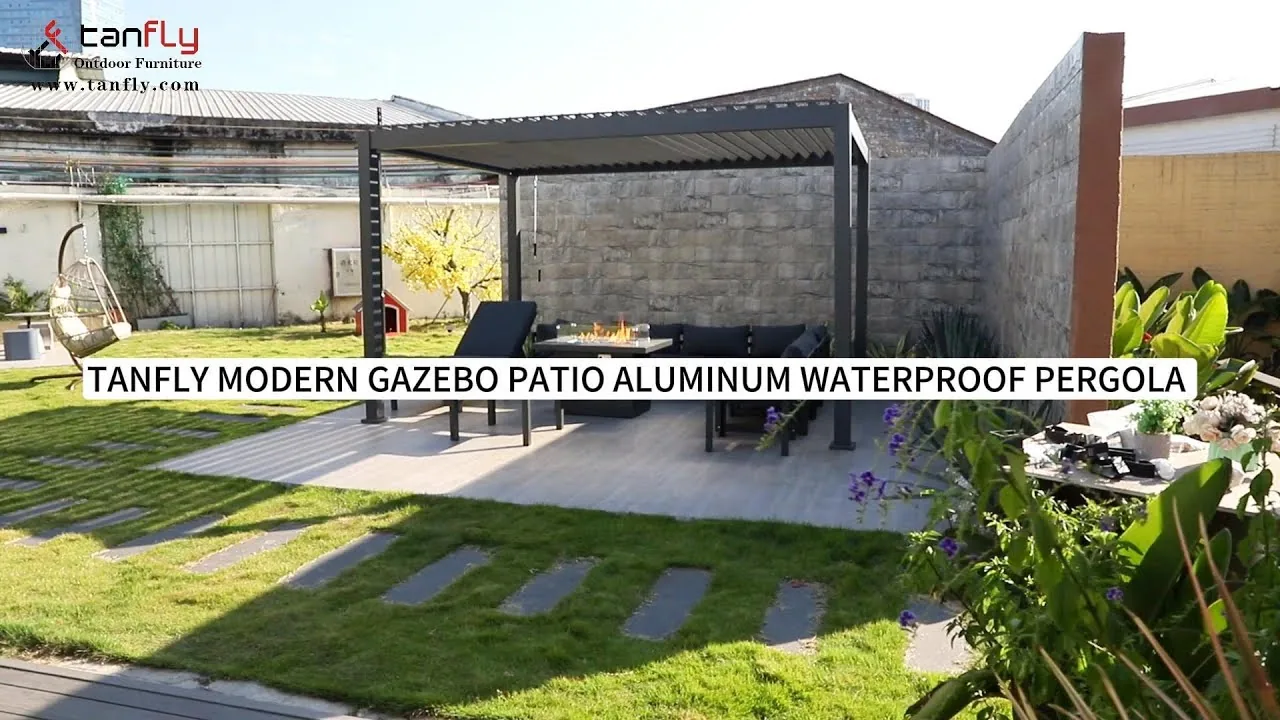 TANFLY MODERNE GAZEBO PATIO ALUMINIUM WATERDICHTE PERGOLA