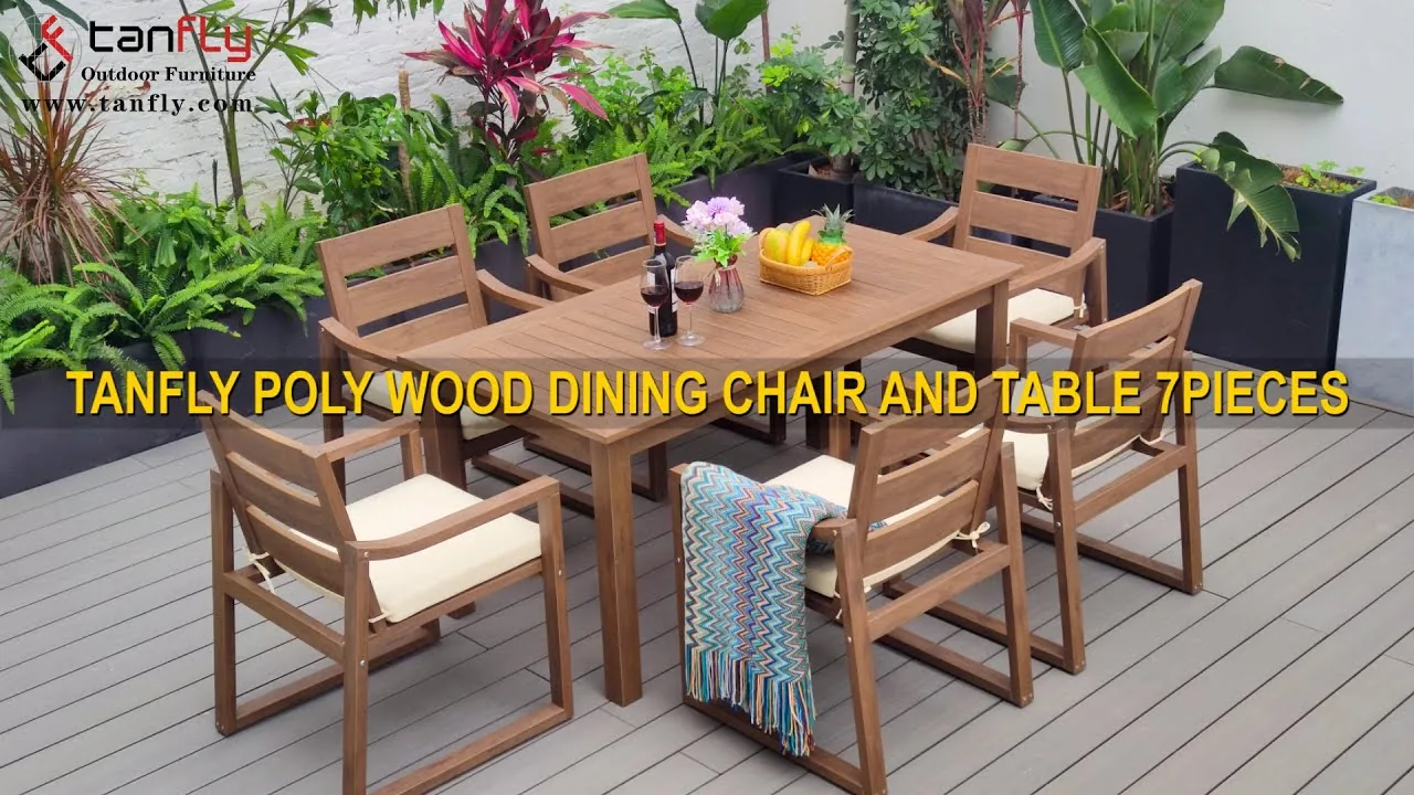 SEDIA DA PRANZO E TAVOLO IN LEGNO TANFLY POLY 7 PEZZI