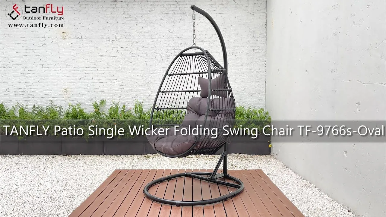 TANFLY Patio Single Wicker Folding Swing Chair TF-9766s-Oval
