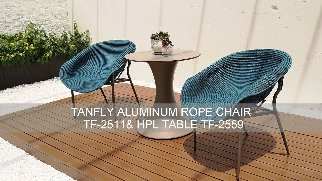 TANFLY Aluminium Touw Stoel TF-2511 & HPL Tafel TF-2559