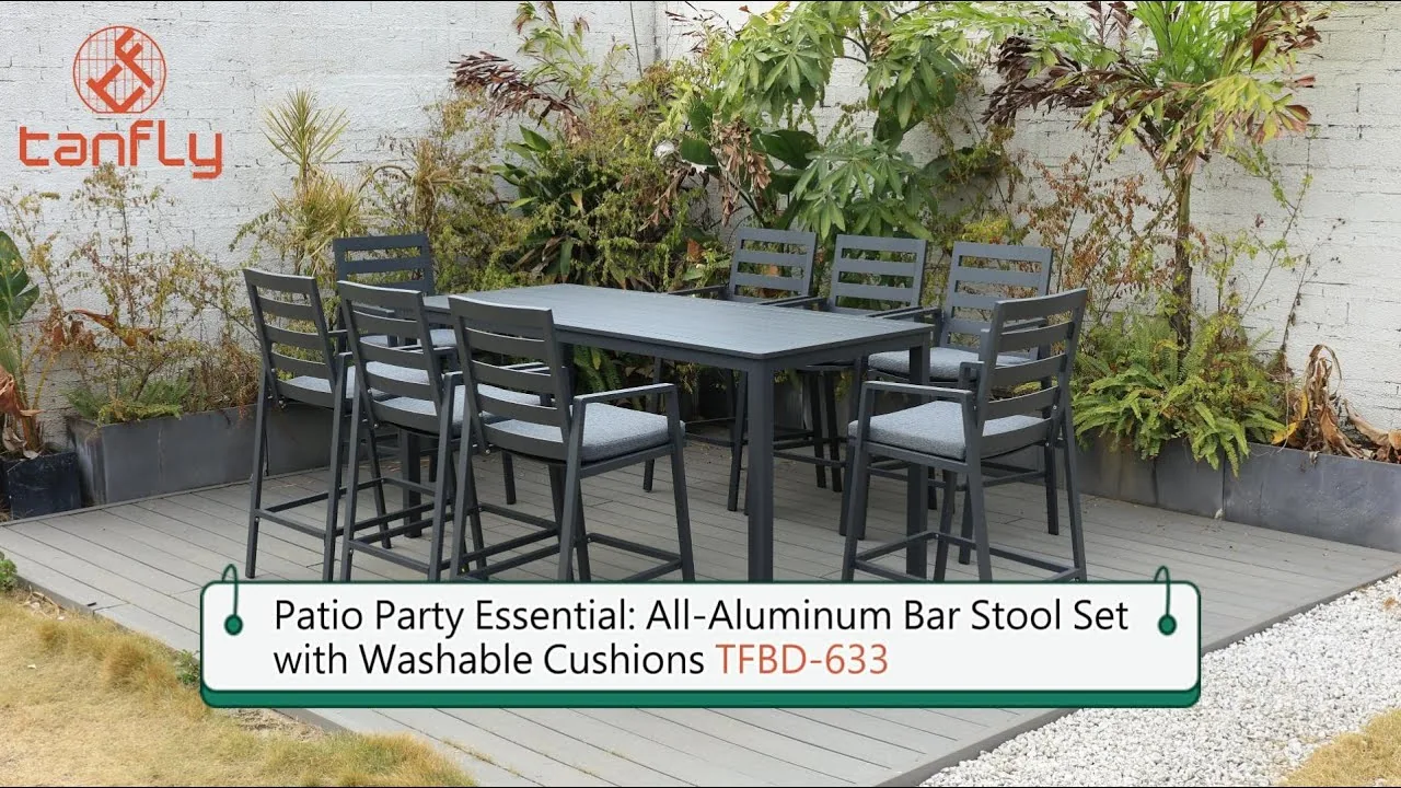 Onmisbaar voor een terrasfeest: volledig aluminium barkrukken set met wasbare kussens TFBD-633