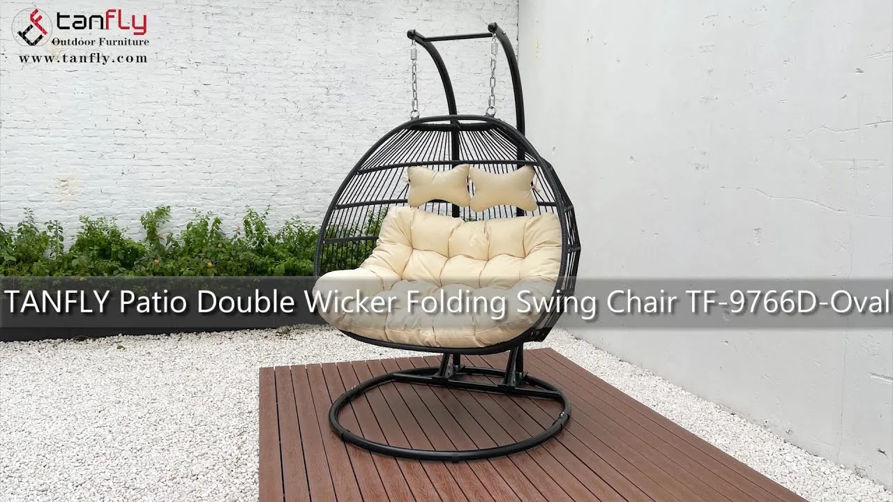 TANFLY Patio Double Wicker Folding Swing Chair TF-9766D-Oval