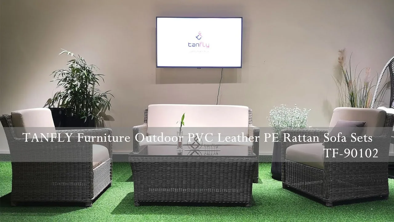 TANFLY Furniture في الهواء الطلق PVC جلد PE مجموعات أريكة الروطان TF 90102