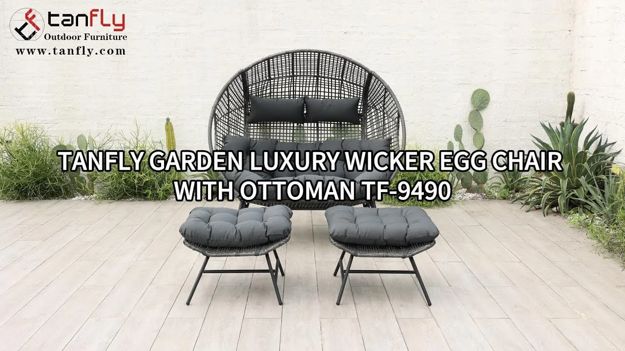 Tanfly Garden Luxury Wicker Egg Chair with Ottoman TF-9490