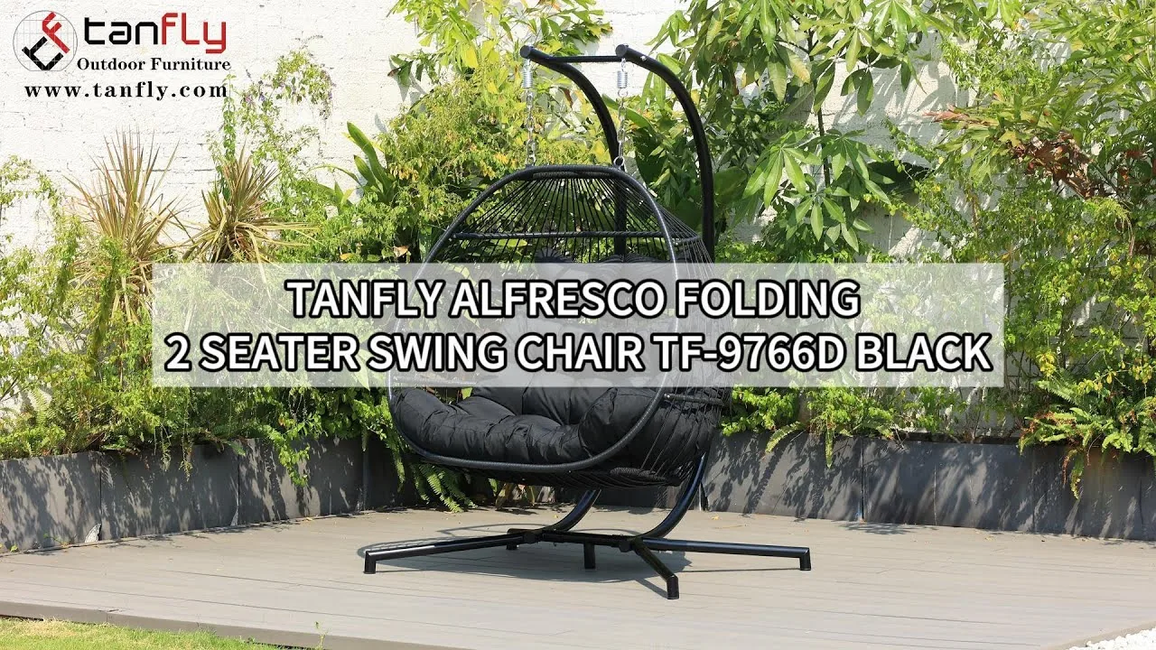 Tanfly Alfresco Folding 2 Seater Swing Chair TF-9766d Black