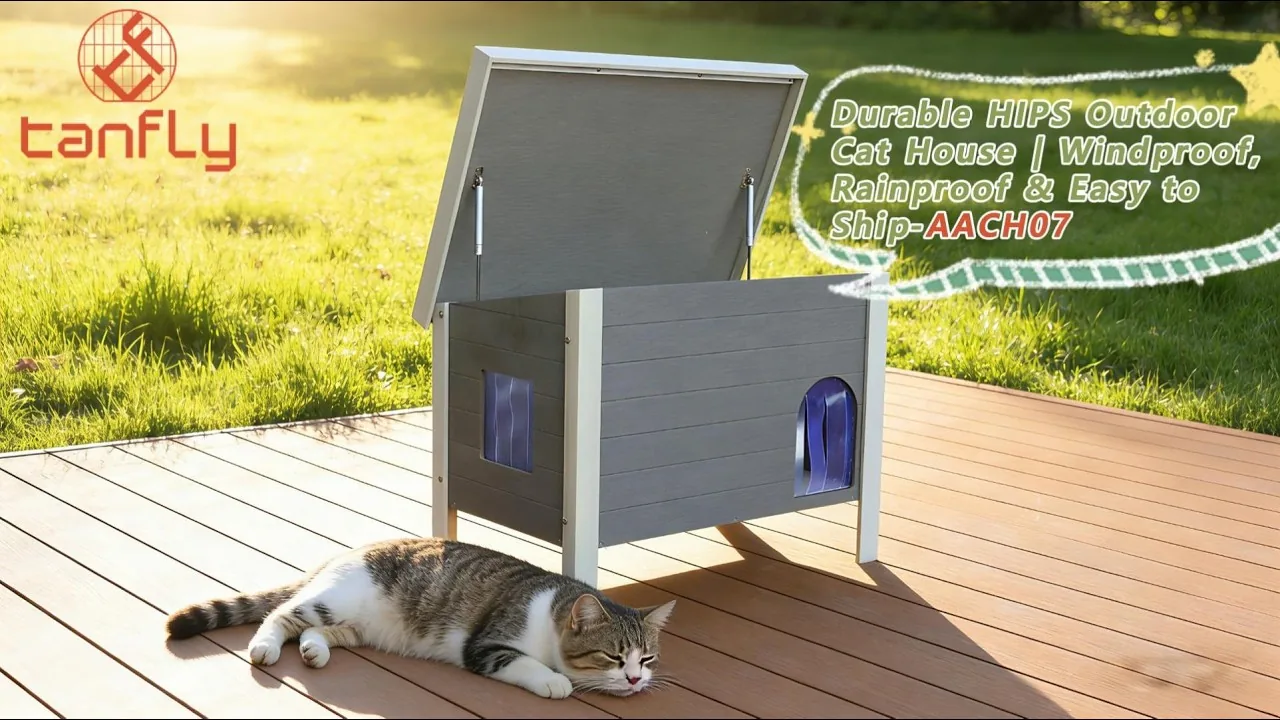 耐久性のあるHIPS製屋外用猫小屋　防風・防水・配送も簡単 AACHO7