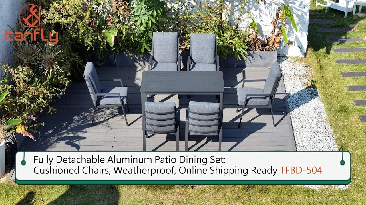 Volledig demonteerbare aluminium tuinset: stoelen, weerbestendig, direct leverbaar TFBD-504
