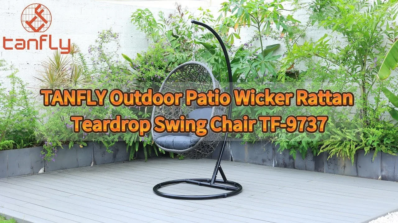 Tanfly Outdoor Patio Wicker Rattan Teardrop Swing Chair TF-9737