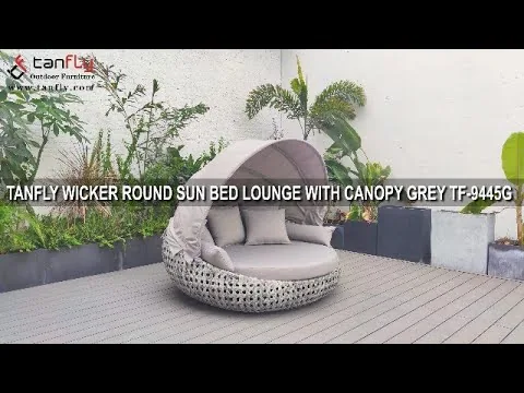 TANFLY WIKKEL ROND ZONNEBANK LOUNGE MET LUIFEL GRIJS TF-9445G