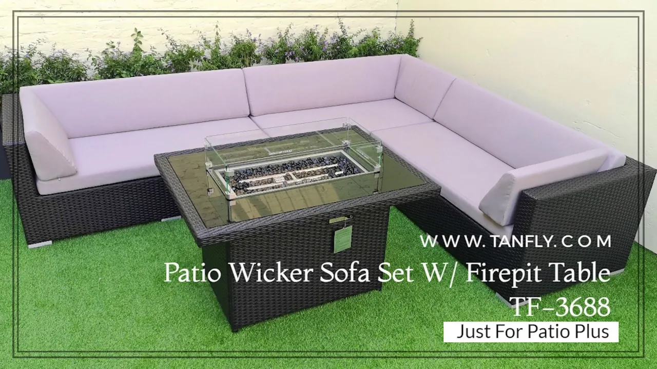 TANFLY طقم أريكة من الخيزران مع طاولة Firepit TF-3688