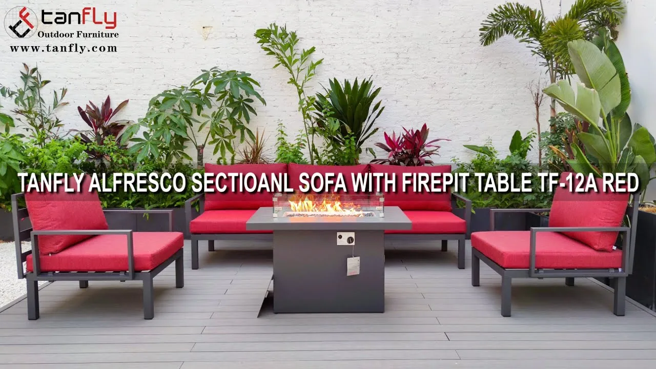 TANFLY ALFRESCO AANSLUITBANK MET VUURPLAATS TAFEL TF-12A ROOD