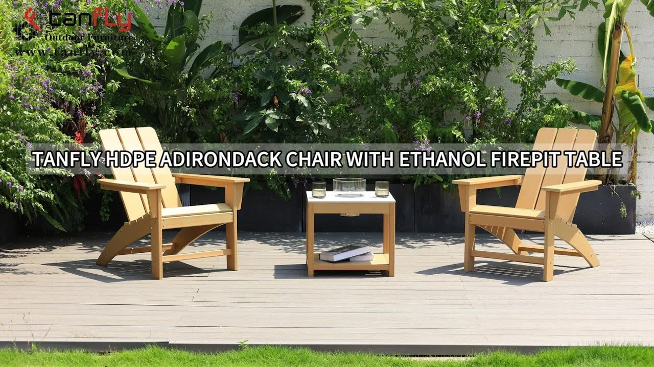 Sedia Adirondack Tanfly HDPE con tavolo per braciere all'etanolo