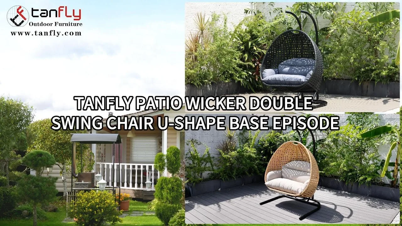 Tanfly Patio Wicker Double Swing Chair U Shape Base Episode