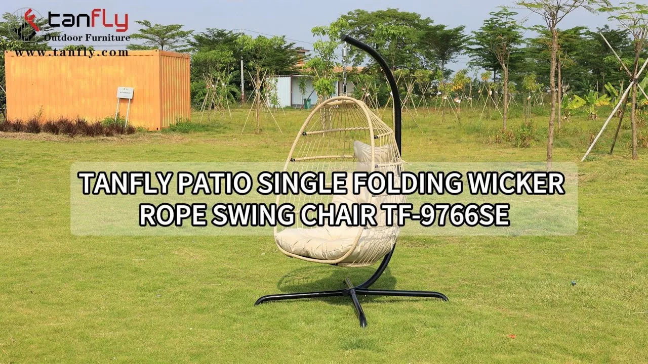 Tanfly Patio Single Folding Wicker Rope Swing Chair TF-9766se